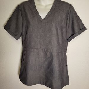 Figs Flores Peplum Scrubs Top in Slate Grey size Medium